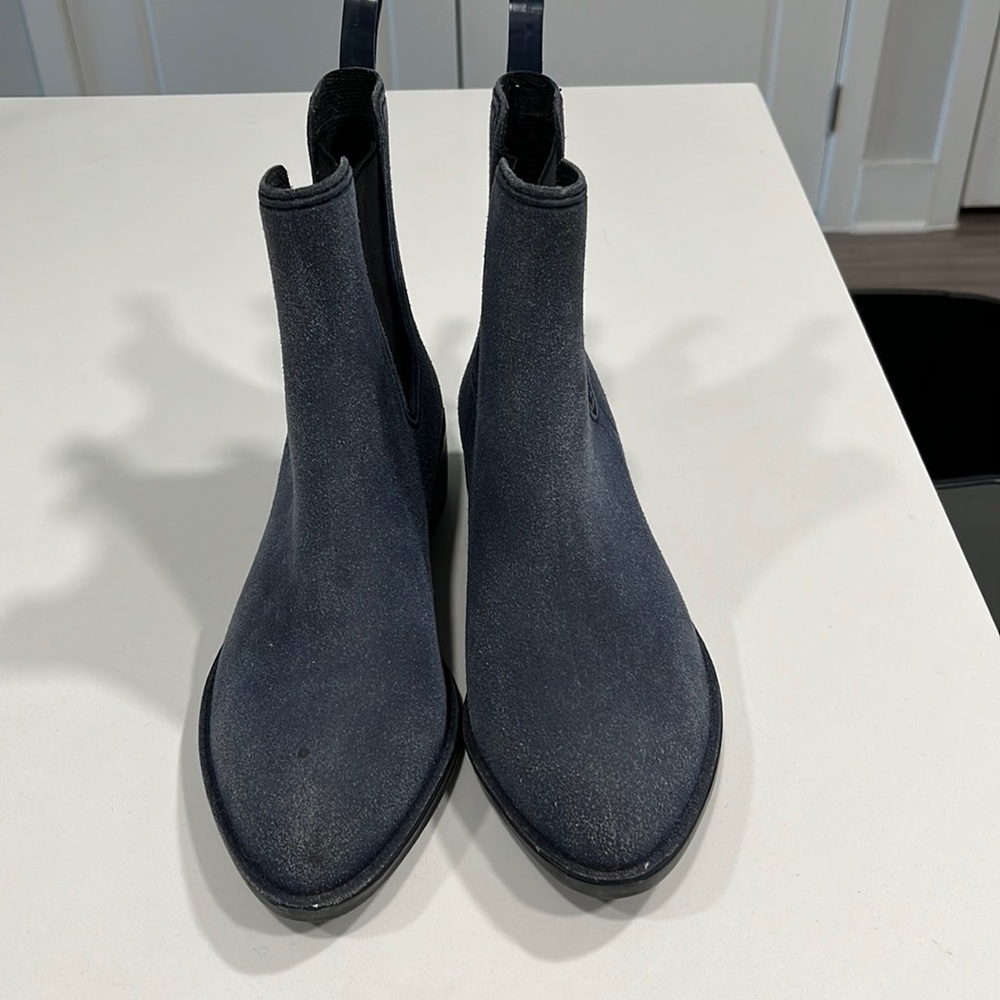 Women's Navy Sueded Rubber Chelsea Boots